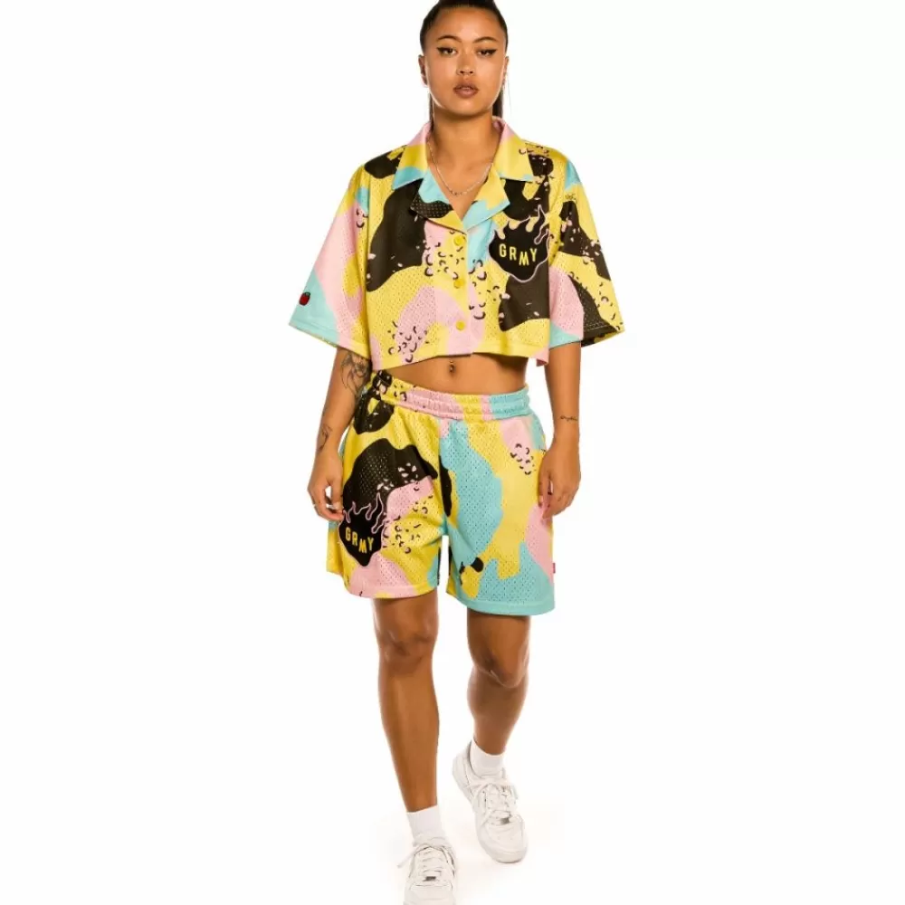 Grimey Camisa De Chica "Trespass" All Over Print - Camo | Summer 22 New
