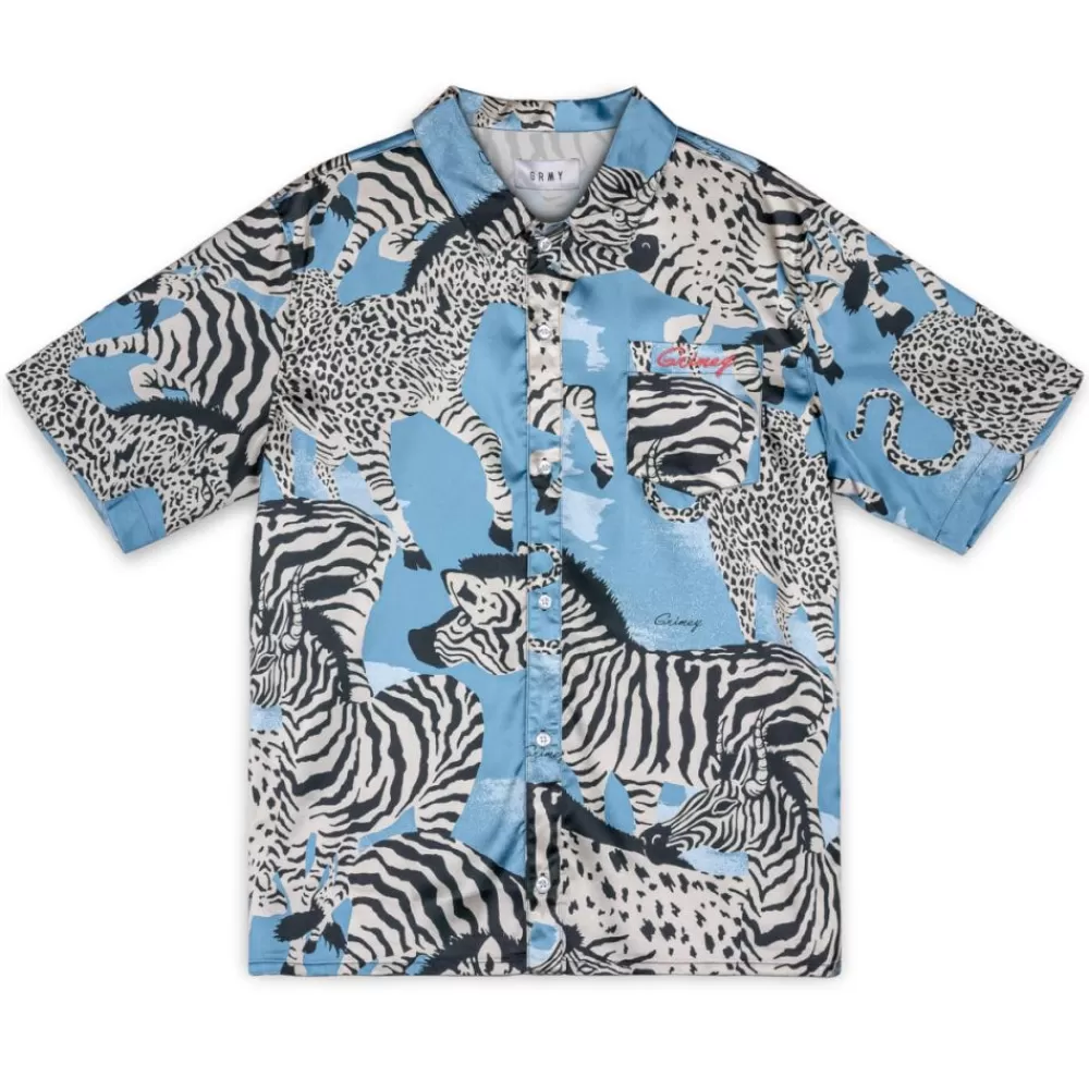 Grimey Camisa Animal Satin - Blue | Summer 23 Cheap