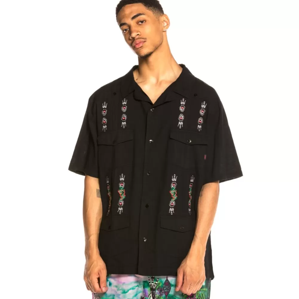 Grimey Camisa Yanga Guayabera Shirt Ss20 Black Best Sale