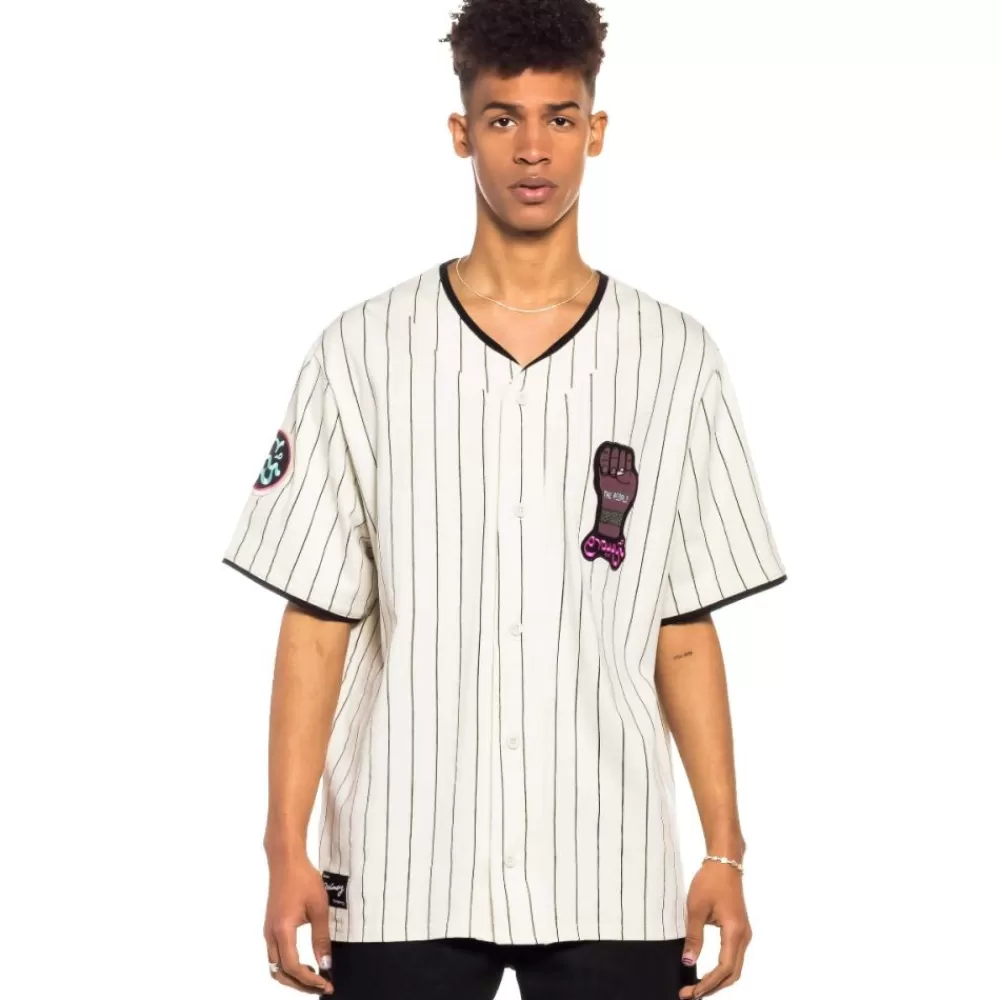 Grimey Camiseta De Baseball Day Dreamer Stripes - White | Spring 22 Clearance