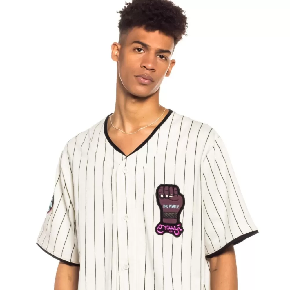 Grimey Camiseta De Baseball Day Dreamer Stripes - White | Spring 22 Clearance