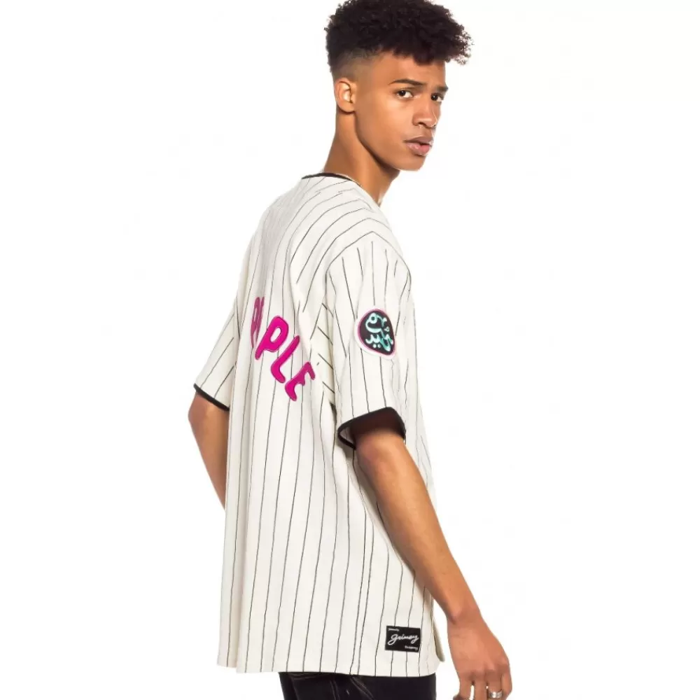Grimey Camiseta De Baseball Day Dreamer Stripes - White | Spring 22 Clearance