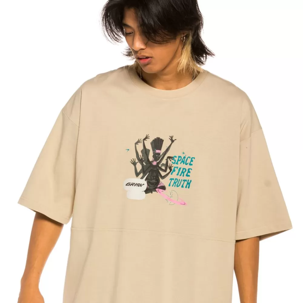 Grimey Camiseta "Space Lady" Heavy Weight - Sand | Winter 21 Hot