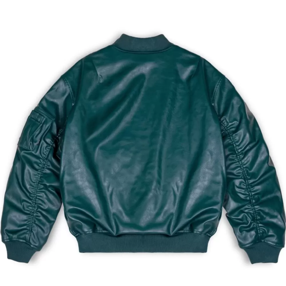 Grimey Chaqueta Bomber "Iam" Pu Leather - Green | Fall 22 Discount