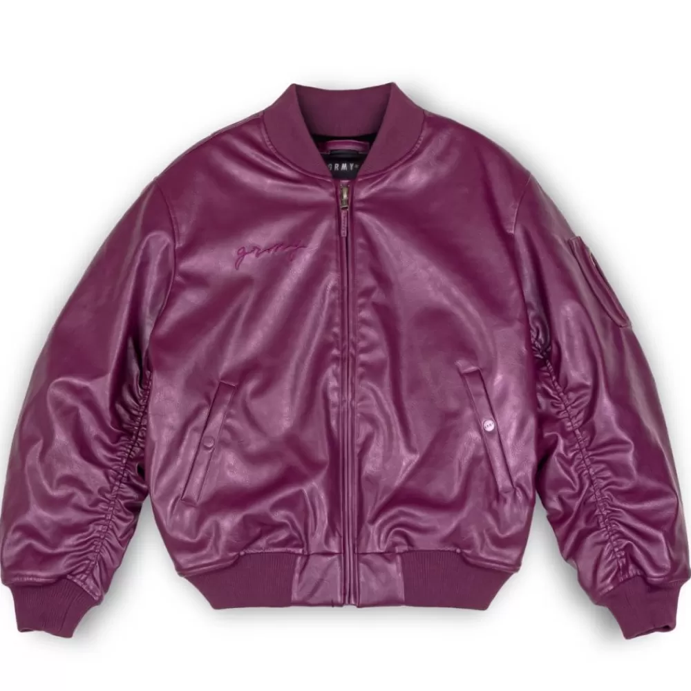 Grimey Chaqueta Bomber "Iam" Pu Leather - Wine | Fall 22 Best Sale