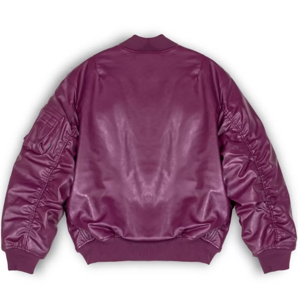 Grimey Chaqueta Bomber "Iam" Pu Leather - Wine | Fall 22 Best Sale