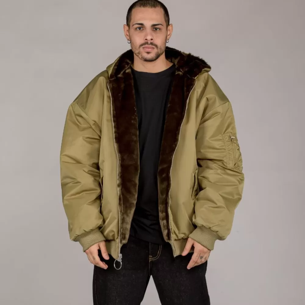 Grimey Chaqueta Bomber Lost Boys Reversible Fur - Brown | Winter 22 Sale