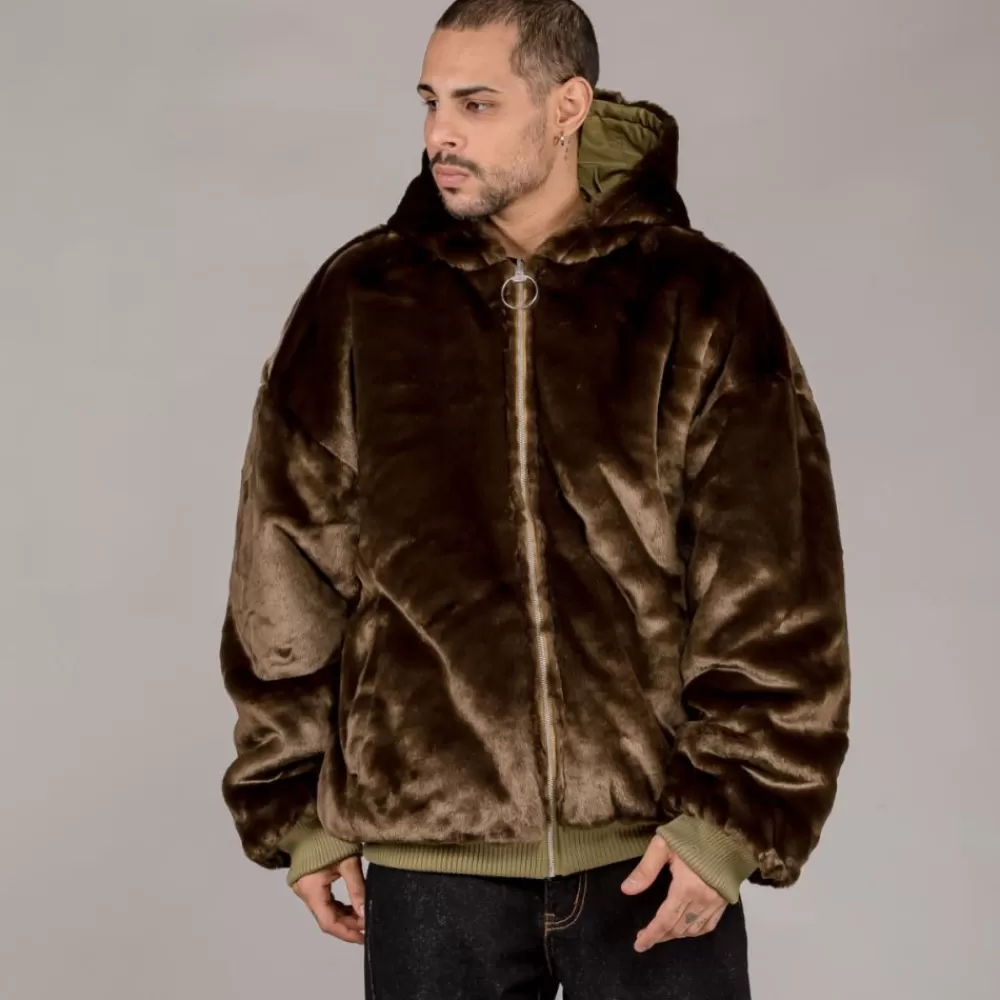 Grimey Chaqueta Bomber Lost Boys Reversible Fur - Brown | Winter 22 Sale