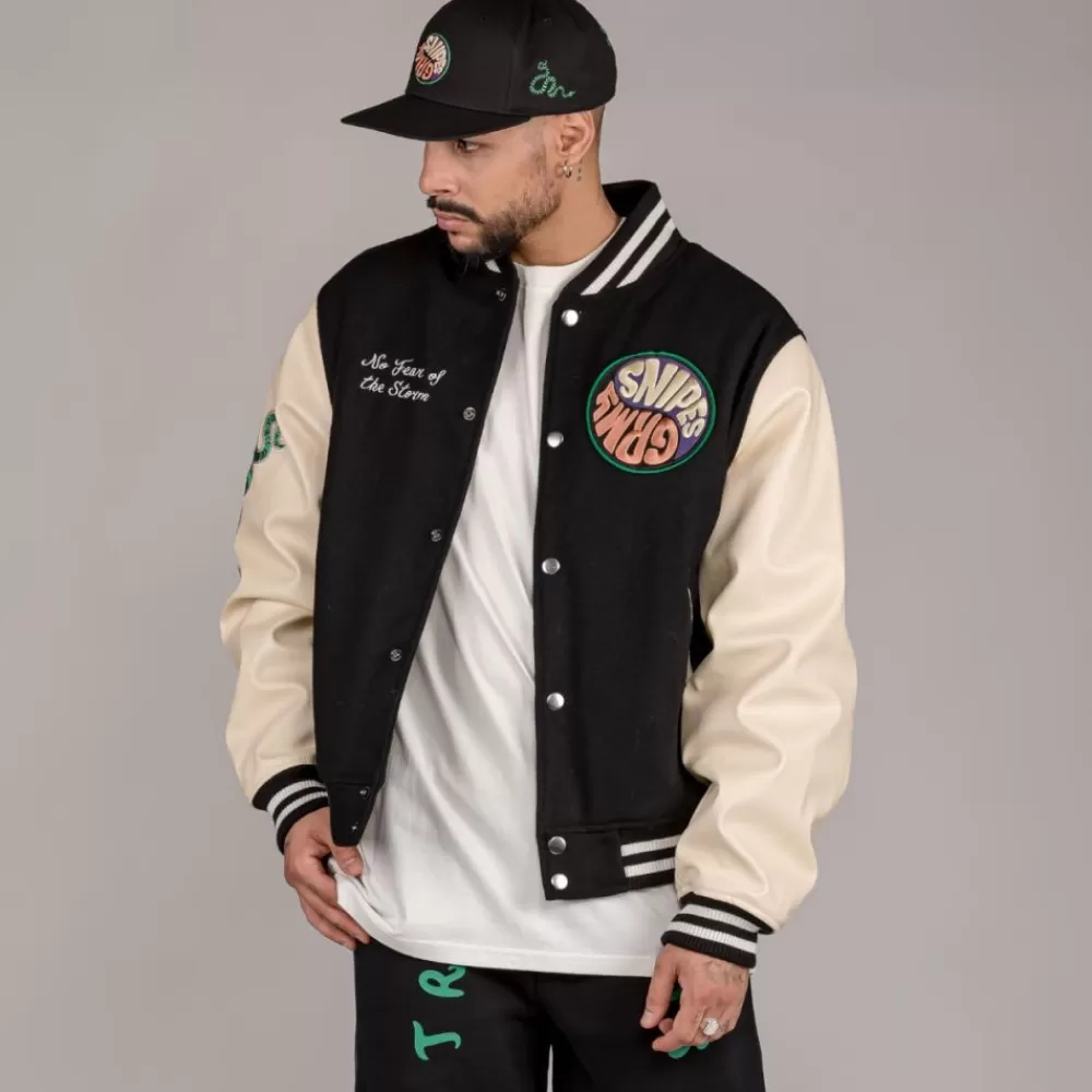 Grimey Chaqueta De Baseball "Snipes X True Roots" - Black | Fall 22 Hot