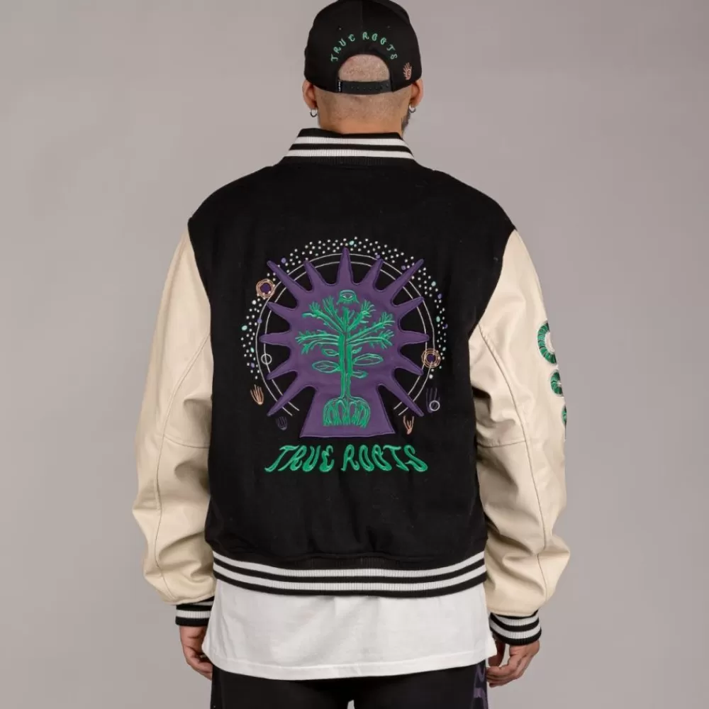 Grimey Chaqueta De Baseball "Snipes X True Roots" - Black | Fall 22 Hot