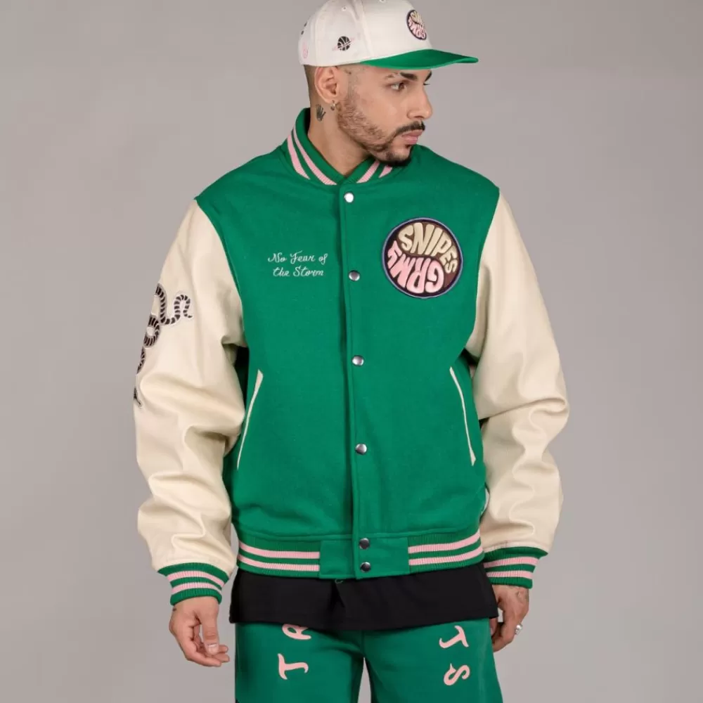 Grimey Chaqueta De Baseball "Snipes X True Roots" - Green | Fall 22 Best