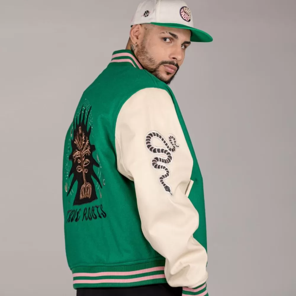 Grimey Chaqueta De Baseball "Snipes X True Roots" - Green | Fall 22 Best