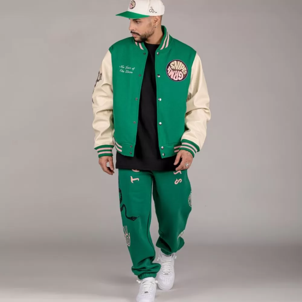 Grimey Chaqueta De Baseball "Snipes X True Roots" - Green | Fall 22 Best