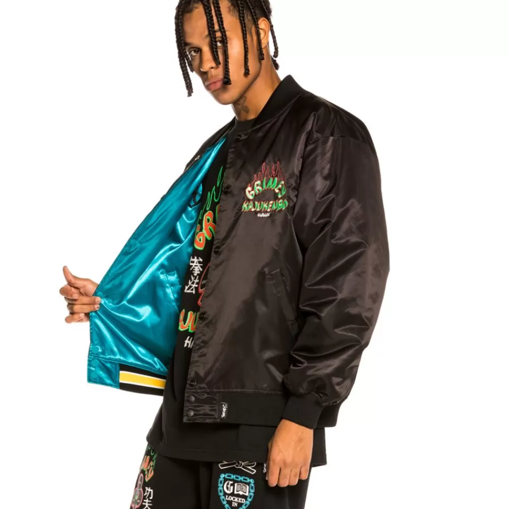 Grimey Chaqueta Satinada Reversible "Destroy All Fear" - Black/Blue | Fall 21 Flash Sale