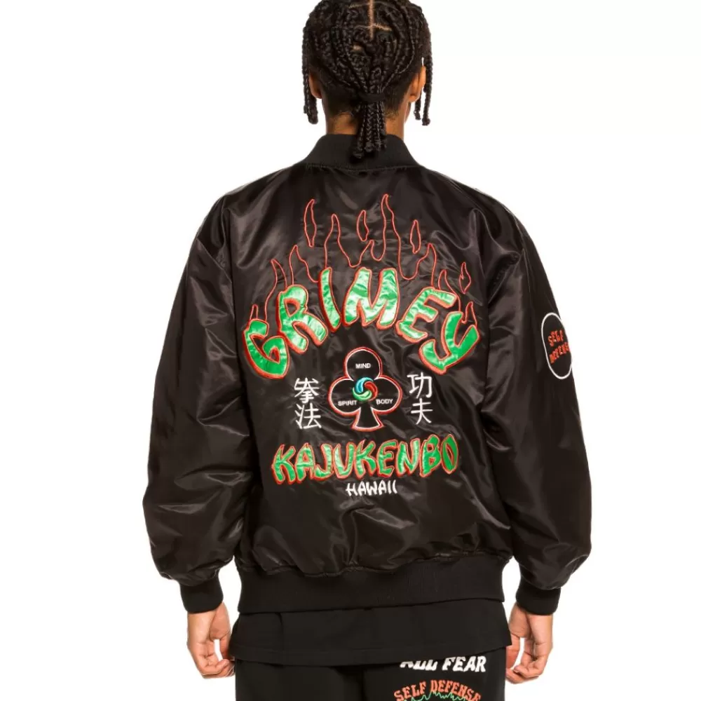 Grimey Chaqueta Satinada Reversible "Destroy All Fear" - Black/Red | Fall 21 Cheap