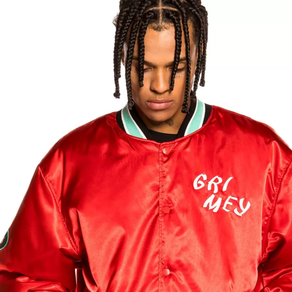 Grimey Chaqueta Satinada Reversible "Destroy All Fear" - Black/Red | Fall 21 Cheap