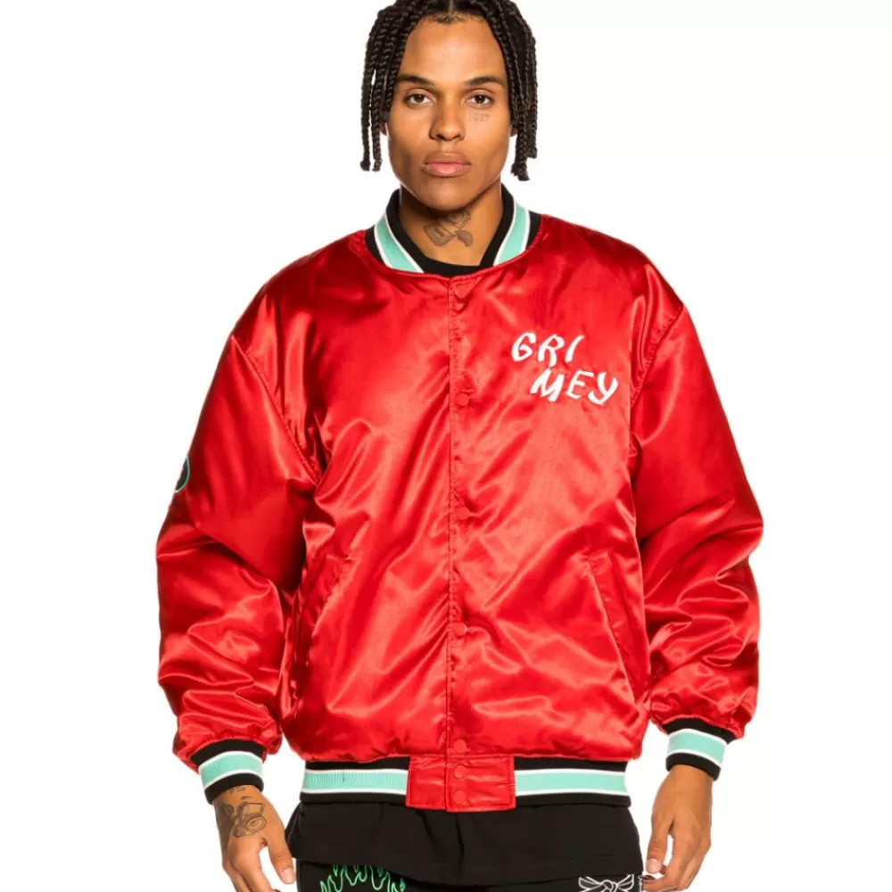 Grimey Chaqueta Satinada Reversible "Destroy All Fear" - Black/Red | Fall 21 Cheap