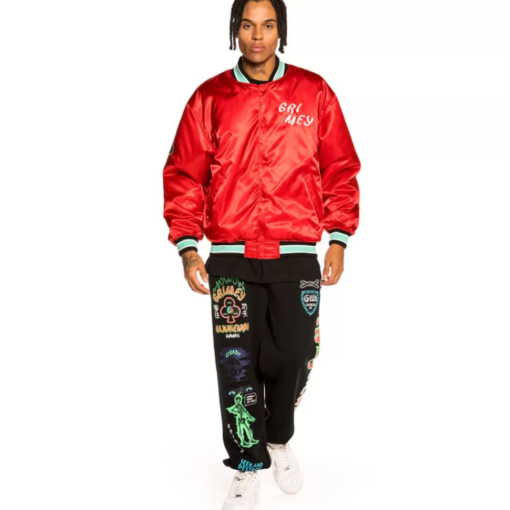 Grimey Chaqueta Satinada Reversible "Destroy All Fear" - Black/Red | Fall 21 Cheap