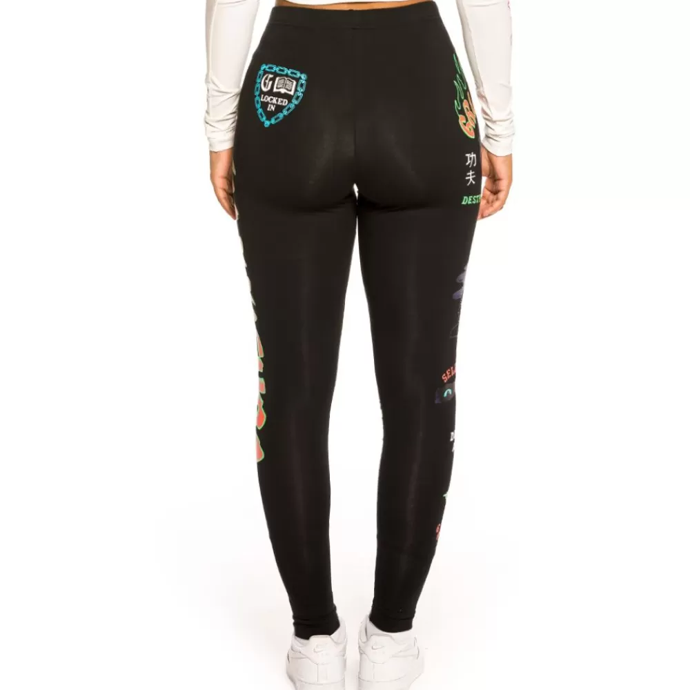 Grimey Leggins De Chica "Destroy All Fear" - Black | Fall 21 Clearance