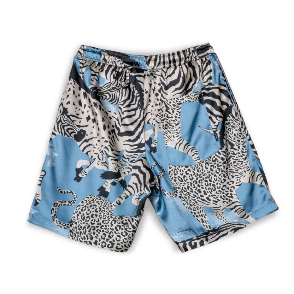 Grimey Pantalon Corto Animal Satin - Blue | Summer 23 Cheap