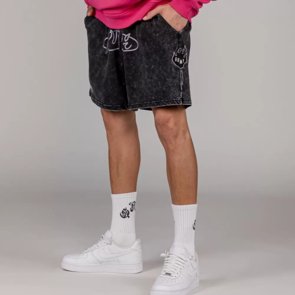 Grimey Pantalon Corto Cloven Tongues - Washed Black | Summer 23 Cheap