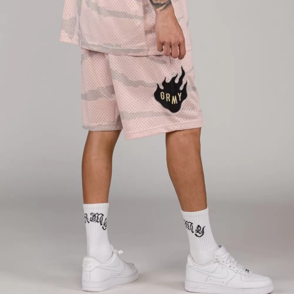 Grimey Pantalon Corto Cloven Tongues All Over Print Mesh - Cream | Summer 23 Store