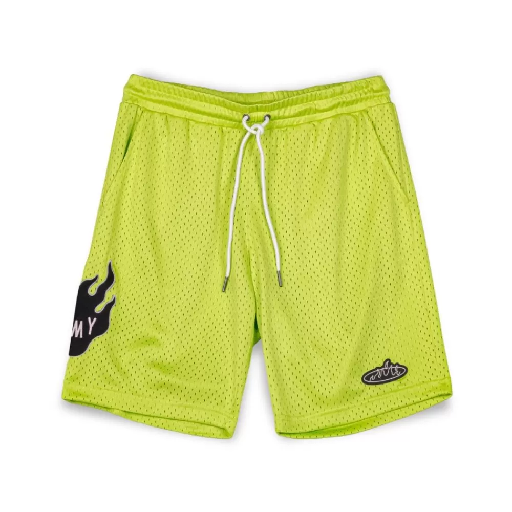 Grimey Pantalon Corto Cloven Tongues Mesh - Fluor Lime | Summer 23 Sale