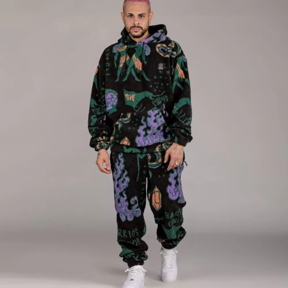 Grimey Pantalon Lost Boys All Over Jacquard Sweatpants - Black | Winter 22 Outlet