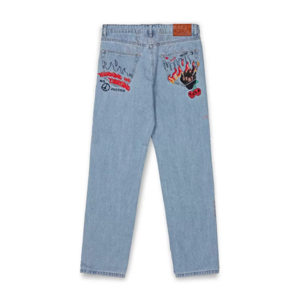 Grimey Pantalon Vaquero The Sweet Burn Regular - Washed Blue | Fw23 Store