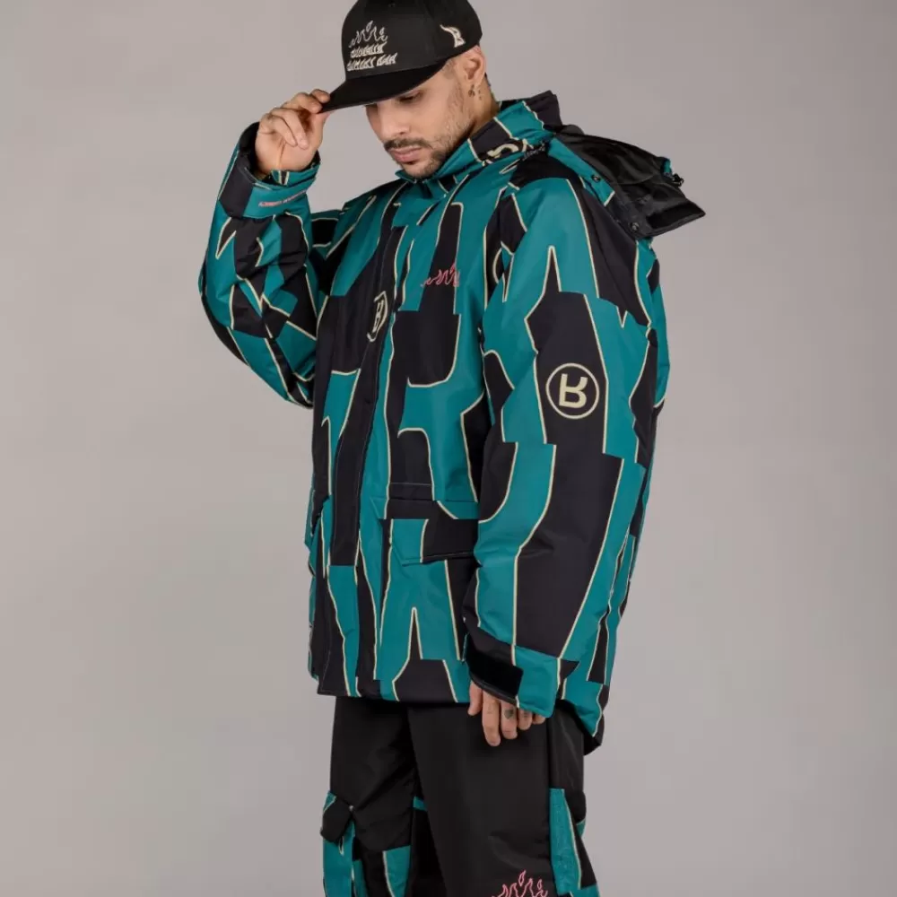 Grimey Parka Snow Fox All Over Print - Blue | Winter 22 Outlet