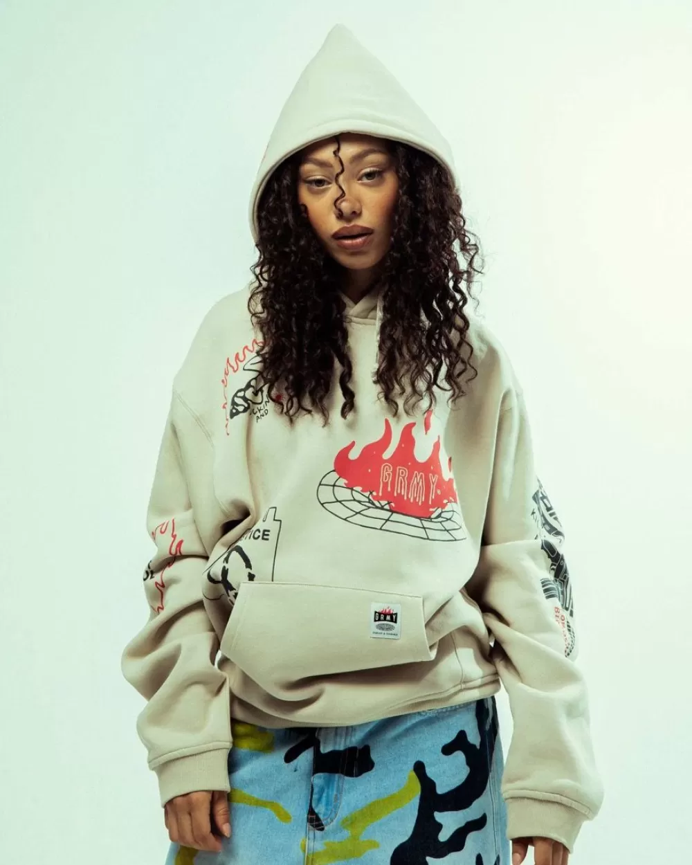 Grimey Sudadera Capucha Back At You Wide Hole Vintage - Cream | Fw23 Cheap