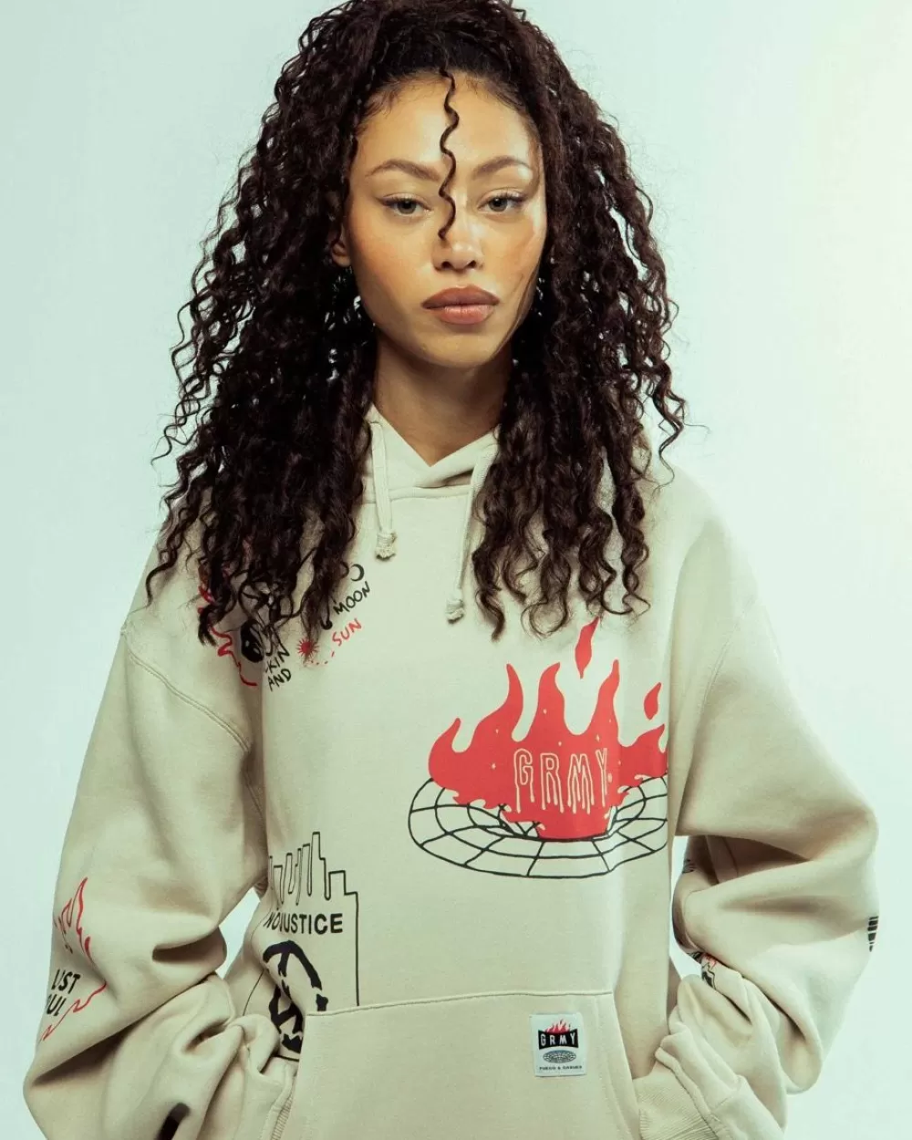 Grimey Sudadera Capucha Back At You Wide Hole Vintage - Cream | Fw23 Cheap