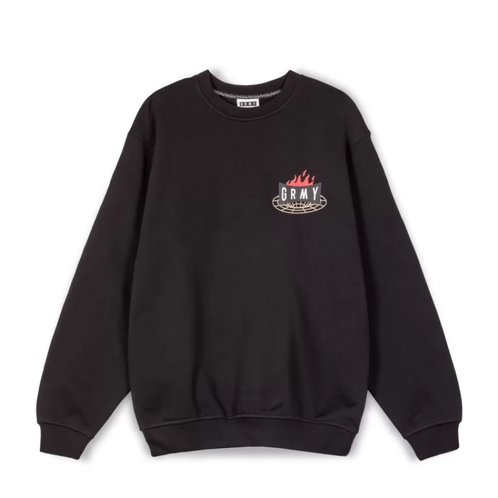 Grimey Sudadera Back At You Vintage Crewneck - Black | Fw23 Cheap