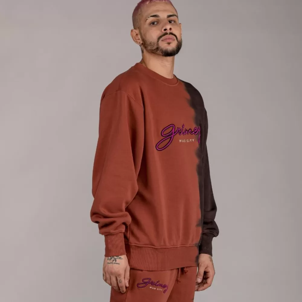 Grimey Sudadera "Dust Storm" Tie & Dye Crewneck - Brown | Fall 22 Store