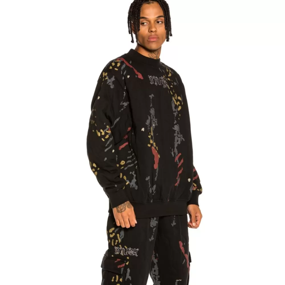Grimey Sudadera "Jazz Thing All Over Print" Padded Crewneck - Black | Fall 21 Cheap