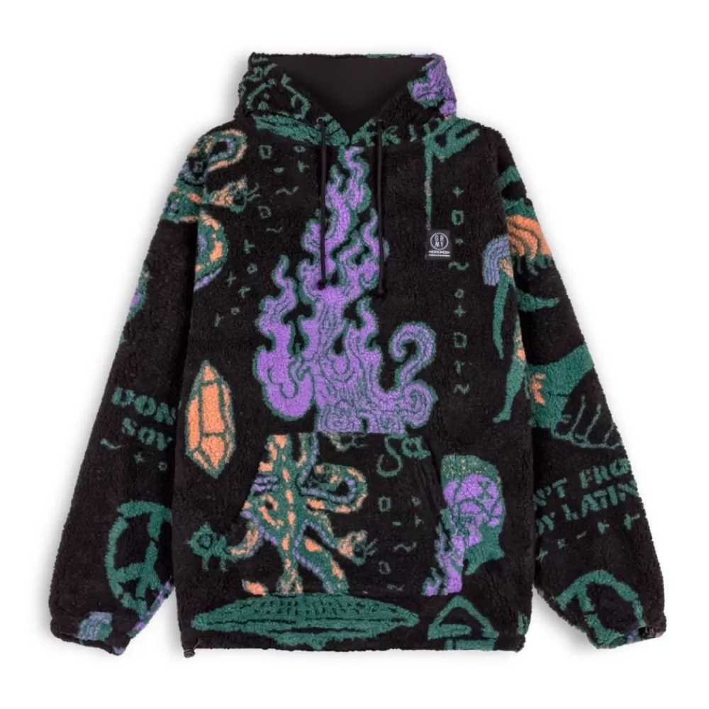 Grimey Sudadera Lost Boys All Over Sherpa Hoodie - Black | Winter 22 Flash Sale