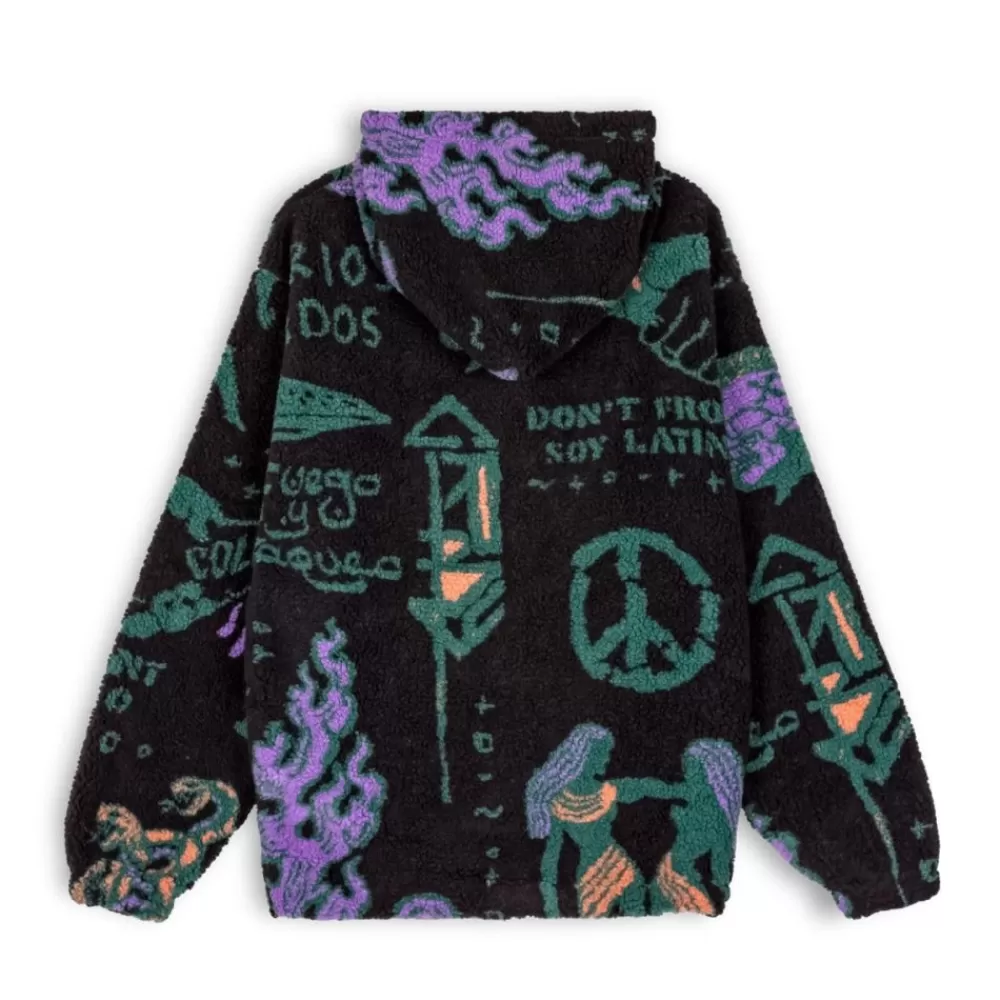 Grimey Sudadera Lost Boys All Over Sherpa Hoodie - Black | Winter 22 Flash Sale
