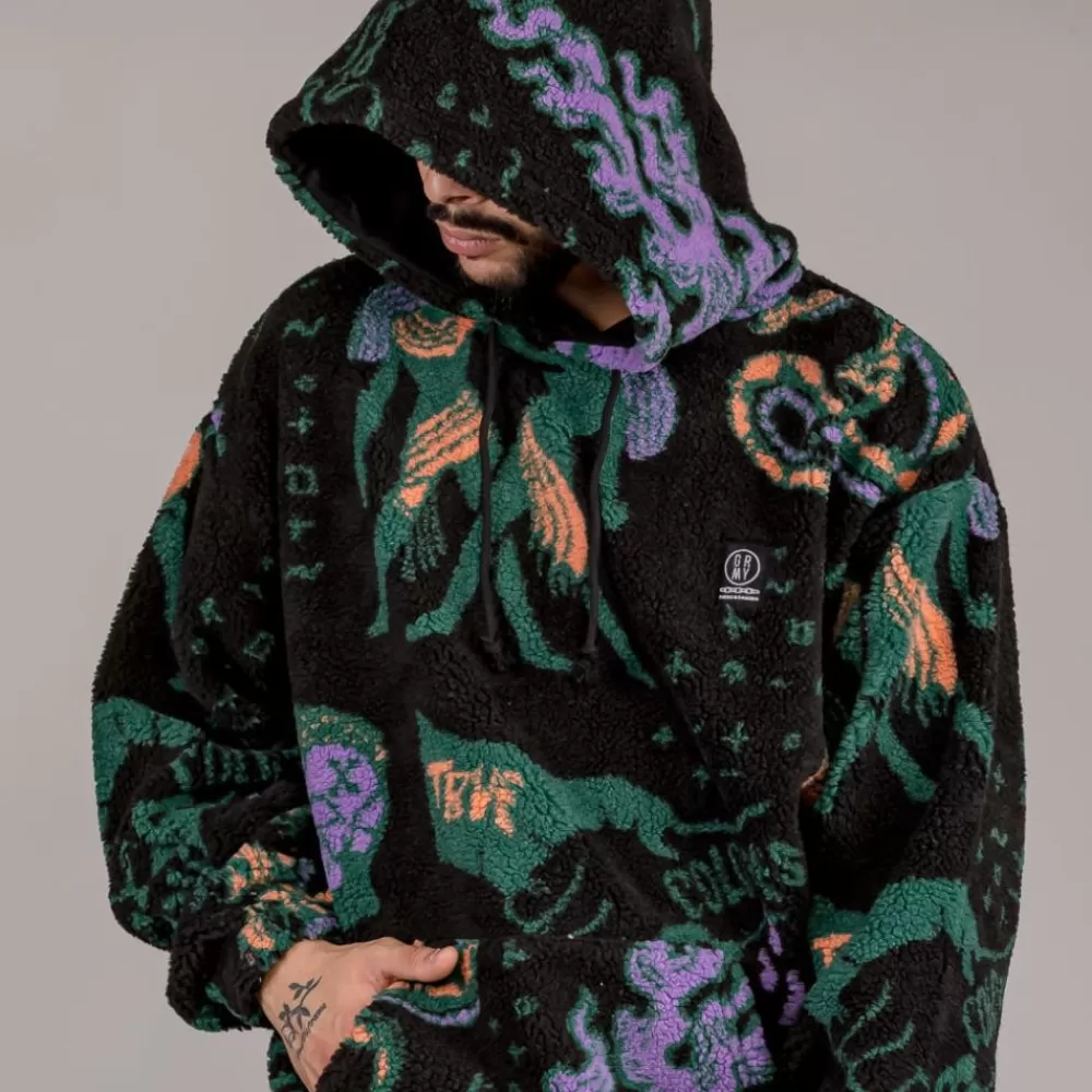 Grimey Sudadera Lost Boys All Over Sherpa Hoodie - Black | Winter 22 Flash Sale