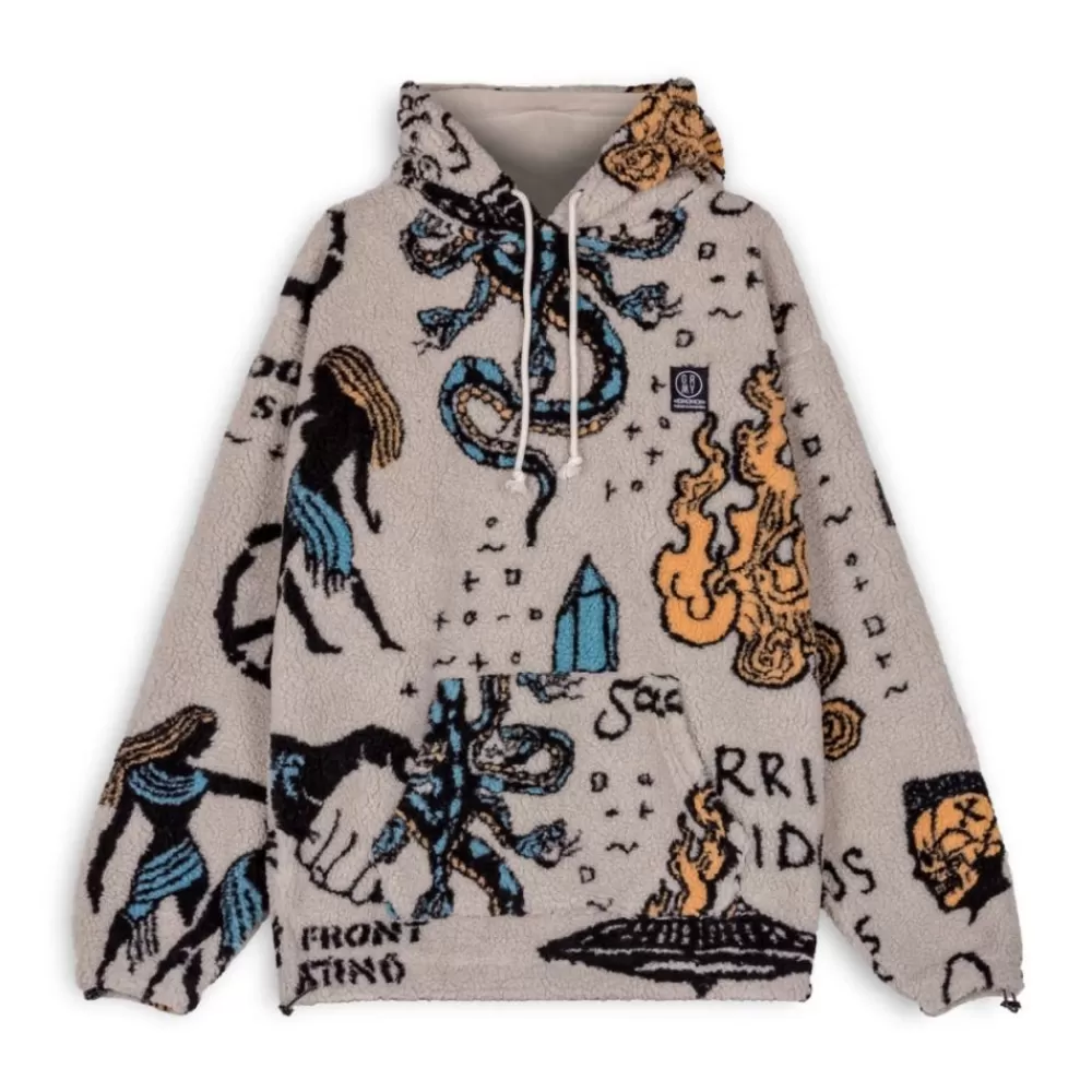Grimey Sudadera Lost Boys All Over Sherpa Hoodie - Cream | Winter 22 Best Sale