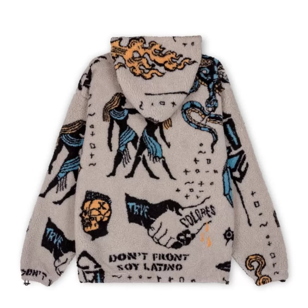 Grimey Sudadera Lost Boys All Over Sherpa Hoodie - Cream | Winter 22 Best Sale
