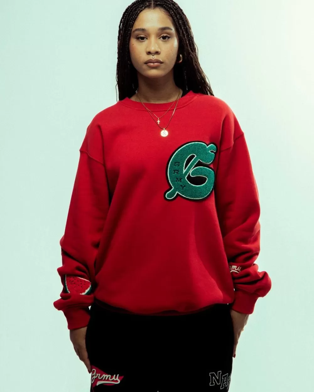 Grimey Sudadera Nablus Vintage Crewneck - Dark Red | Fw23 Shop