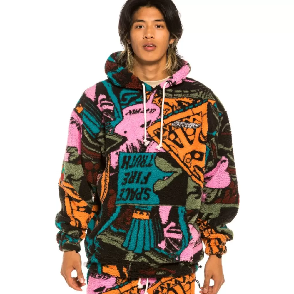 Grimey Sudadera Space Lady All Over Jacquard Sherpa - Blue | Winter 21 Sale