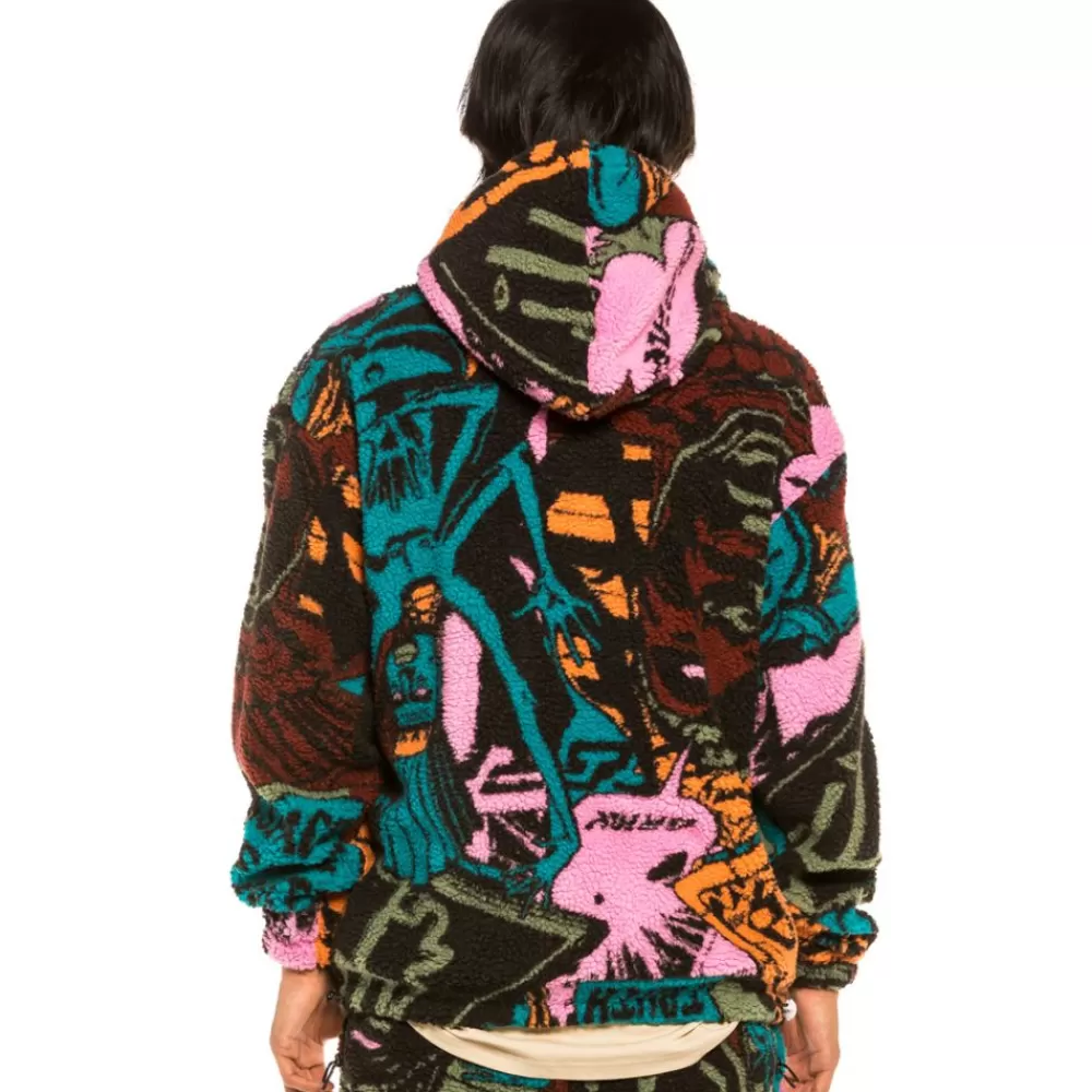 Grimey Sudadera Space Lady All Over Jacquard Sherpa - Blue | Winter 21 Sale