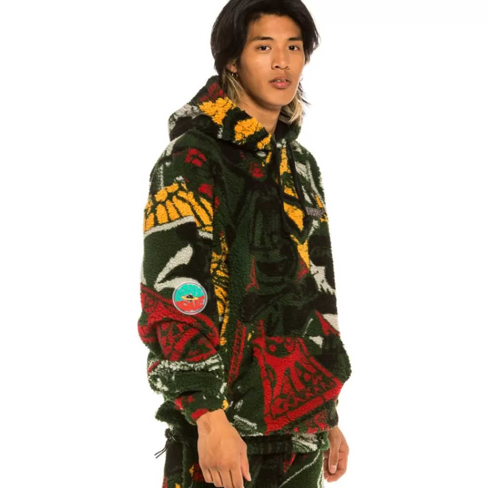 Grimey Sudadera Space Lady All Over Jacquard Sherpa - Orange | Winter 21 Cheap