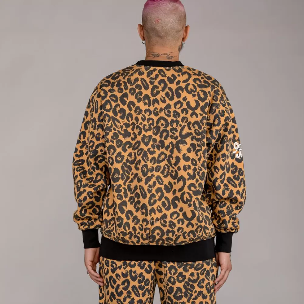 Grimey Sudadera "Westbound" All Over Print Crewneck - Leopard | Fall 22 Flash Sale