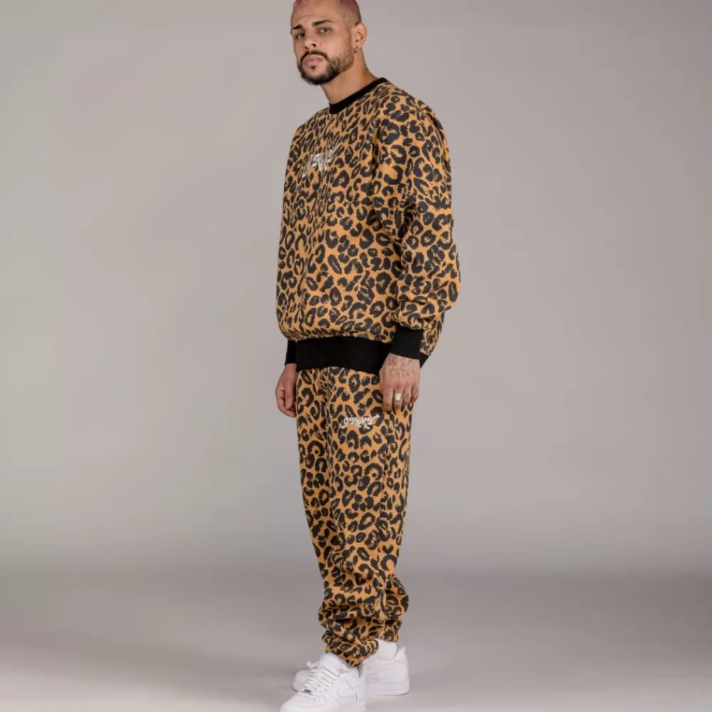 Grimey Sudadera "Westbound" All Over Print Crewneck - Leopard | Fall 22 Flash Sale